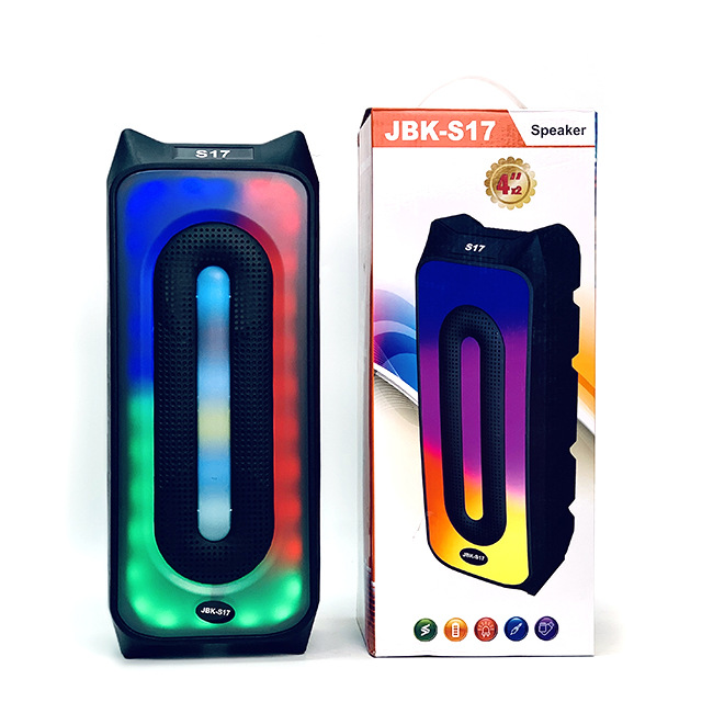 JBK-S17新款外贸双四寸蓝牙音箱LED彩灯户外手提音箱插卡便携音响