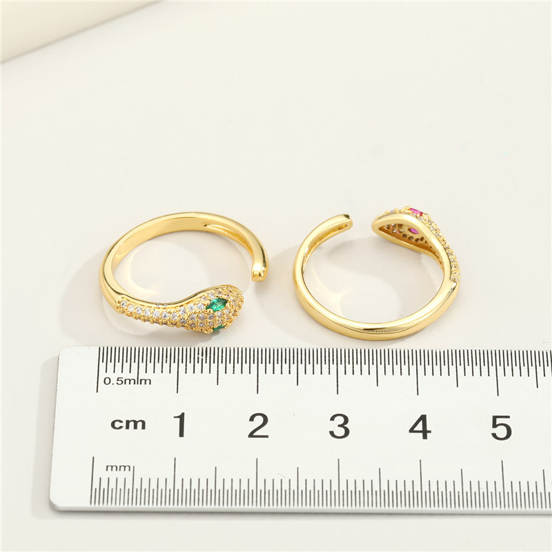 New Fashion Copper Micro-inlaid Zircon Snake Ring display picture 2