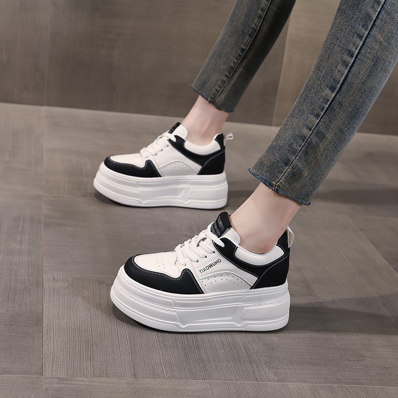 Giày sneaker nữ chunky đế dày tăng chiều cao 8 cm, phong cách trẻ trung — màu be