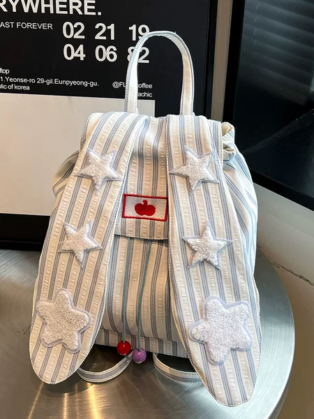 2025 Summer New Cute Rabbit Ear Bag Large Capacity Backpack Commuting Backpack High-Looking Bag Women's School Bag