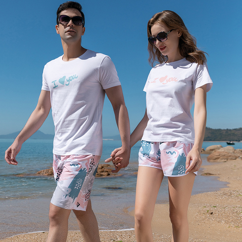 Pantalones de playa versión suelta de cinco puntos para hombres parque acuático bañador de aguas termales pareja vacaciones en el mar surf pantalones cortos de mujer de secado rápido