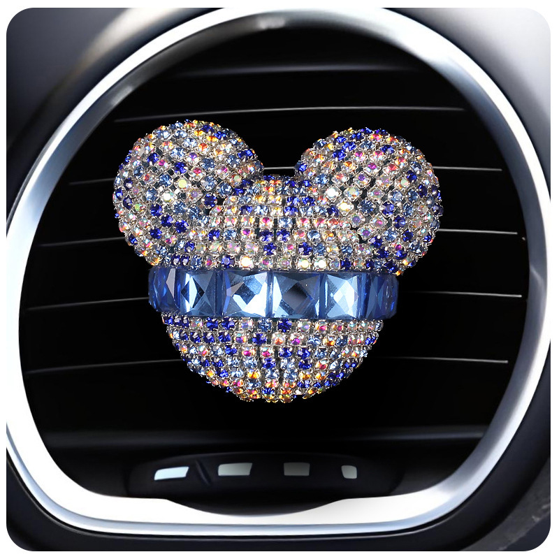 Diamante transfronterizo Mickey Head Salida de aire para automóvil Clip de fragancias Perfume para automóvil Aire acondicionado Perfume para automóvil Interior de diamantes de imitación