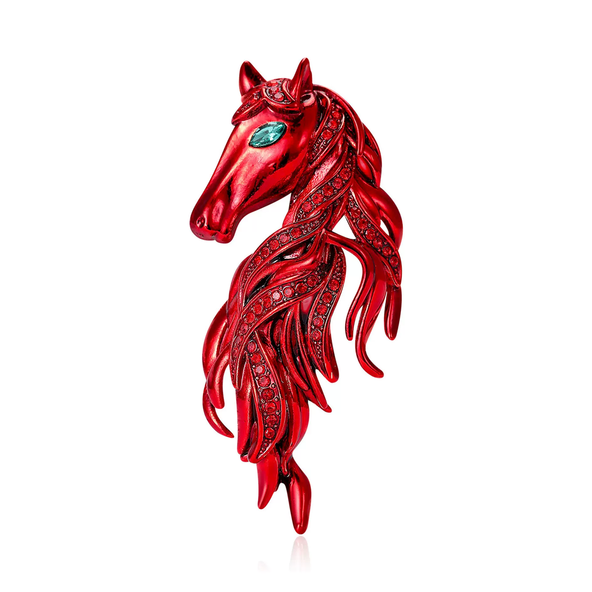 跨境热销简约精致水钻滴油马头胸针 创意设计感男女胸花多色百搭