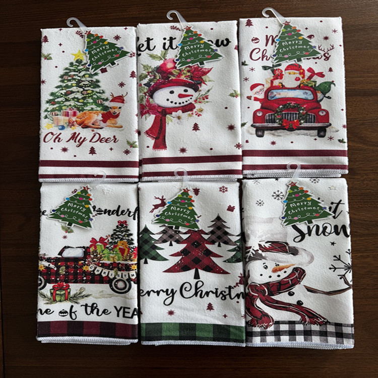 Factory Direct Supply to Yiwu Trade City Stalls: Thousands of Christmas-Themed Designs of Microfiber Digitally Printed Dishcloths Factory Direct Supply to Yiwu Trade City Stalls: Thousands of Christmas-Themed Designs of Microfiber Digitally Printed Dishcloths