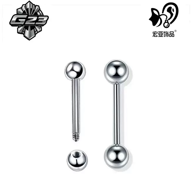 F136钛合金直杆内螺纹耳钉耳桥钉舌钉唇钉耳骨钉G23人体穿刺饰品