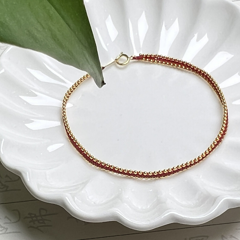 Exquisite24k Gold-filled Red Rope Bracelet For Women's Zodiac Year Red Hand Rope Braided Jewelry Lucky Rope Red Rope Douyin Hot Model