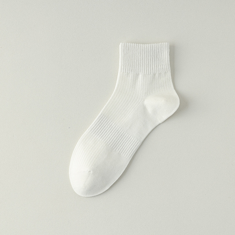 Calcetines de algodón de color sólido, calcetines de primavera y verano, paquete independiente de rayas, calcetines de hombre sin costuras.