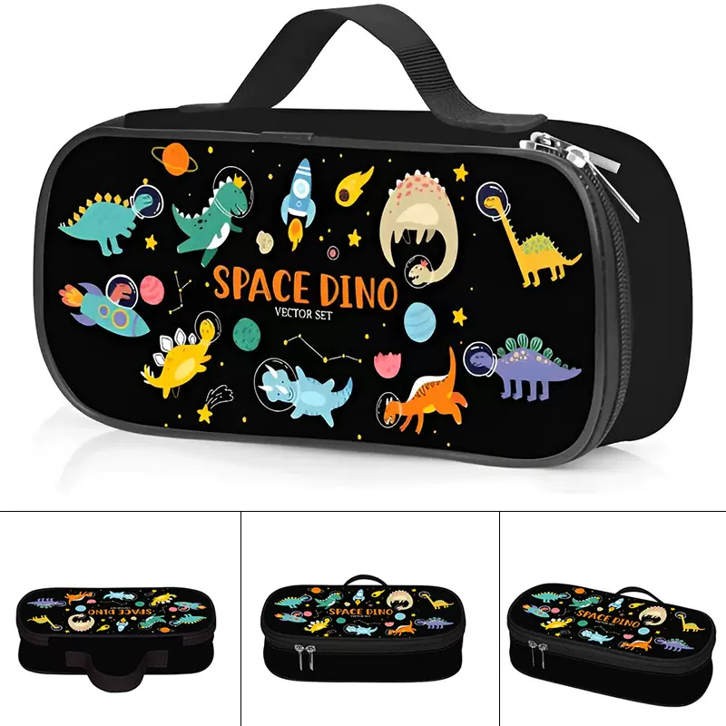 新款卡通恐龙手柄单层笔袋大容量文具盒小学生儿童简约铅笔文具袋