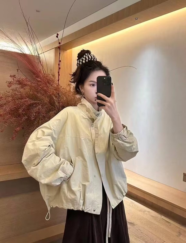 琪镌绘制高品质韩系立领设计感洋气秋季新款工装宽松休闲上衣女潮|undefined