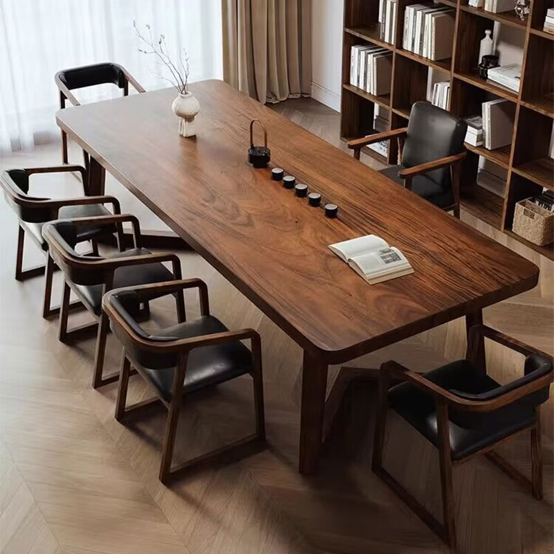 Chinese-Style Walnut Solid Wood Desk, Can Be Used as a Living Room Tea Table, Home Office Desk, Study Desk, Large Long Desk