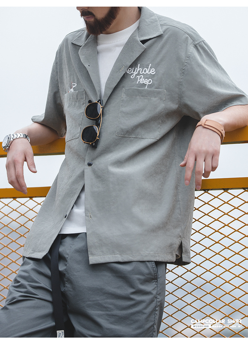 Madden Workwear Retro Cuban Collar Shirt For Men Summer Style_voghion.com