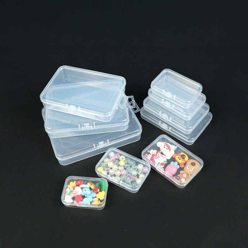 多规格跨境扁平翻盖塑料盒卡片零配件透明收纳盒首饰小产品包装盒