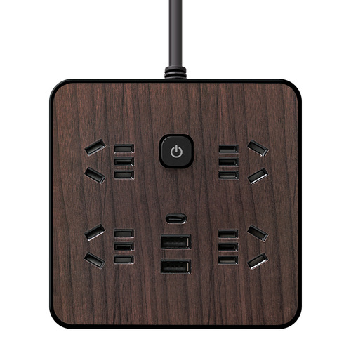 Double shell wood grain socket panel desktop multi-functional household usb charging plug-in board with wire plug troubleshooting drag strip