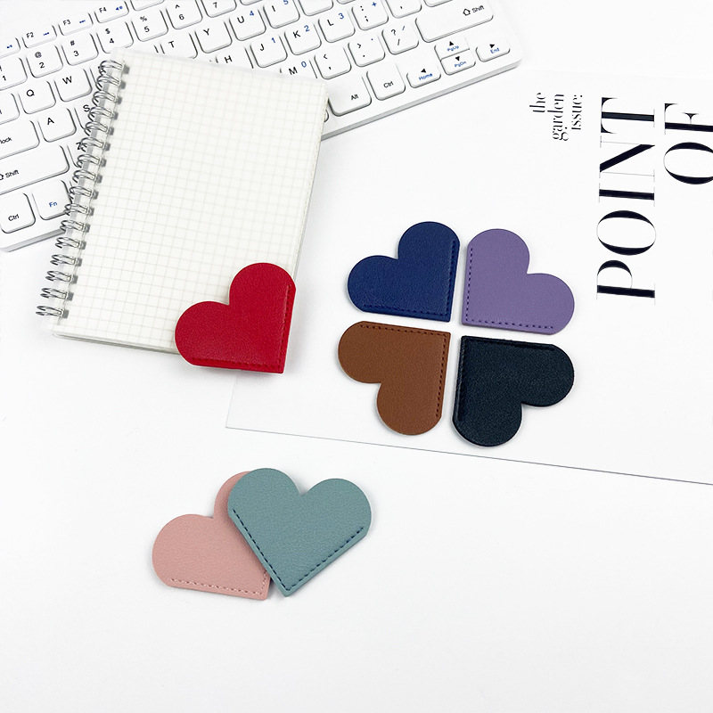 Cross-border leather heart-shaped bookmarks love bookmarks DIY customizable corporate LOGO leather pu bookmarks wholesale