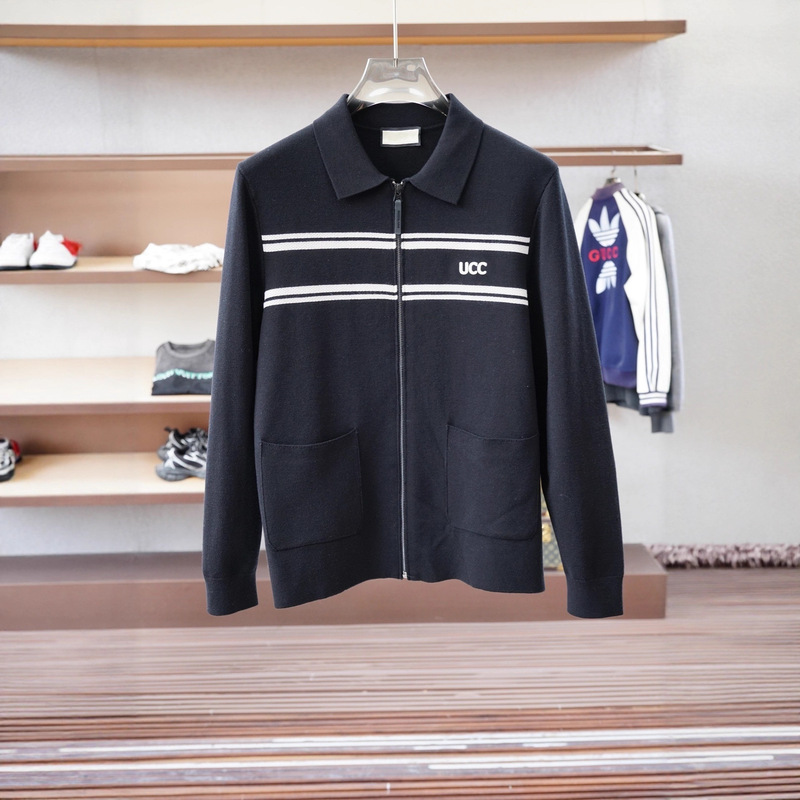 Correct Version 25 Lujia Mongolian Mlb Gucci Guc Logo Lapel Tb Knitted Cardigan Wool Blend Sweater