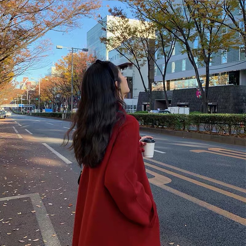2024 New Autumn/winter Button Woolen Coat Popular Women's Small, Medium, and Long Loose Woolen Coat_voghion.com