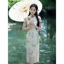锦鲤印花新中式旗袍2025新款改良版夏季年轻款少女连衣裙日常气质