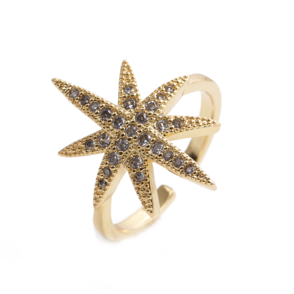 Retro Zircon Six-pointed Star Ring display picture 6