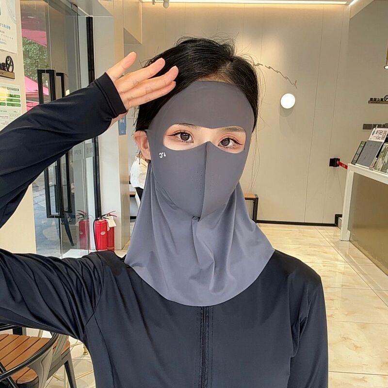 夏季防晒面罩透气女防紫外线脸基尼骑行冰丝面罩防晒护颈一体口罩|undefined