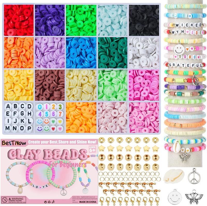 Clay Beaded Bracelet Making Kit Girls Kids Jewelry Set 18 Colors DIY Friendship Bracelet Clay Beaded Bracelet Making Kit Girls Kids Jewelry Set 18 Colors DIY Friendship Bracelet