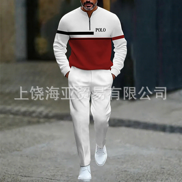 2025跨境外贸新品欧美热卖休闲潮流爆款男装两件套3d数码印花|undefined