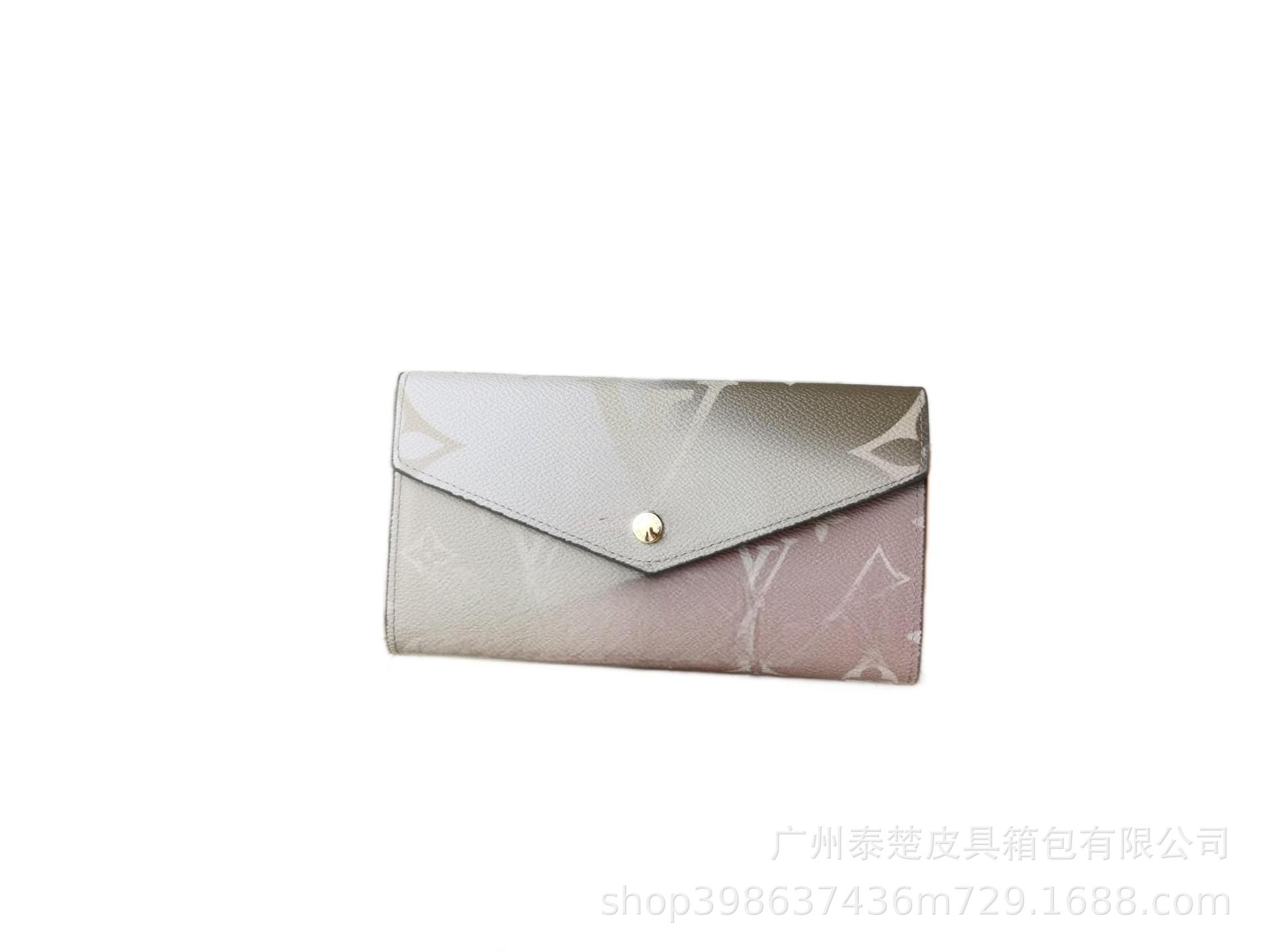 2025 New Gradient Embossed Women's Long Wallet Fashion Envelope Genuine Leather Purse Luxury Card Holder - Thumbnail 7