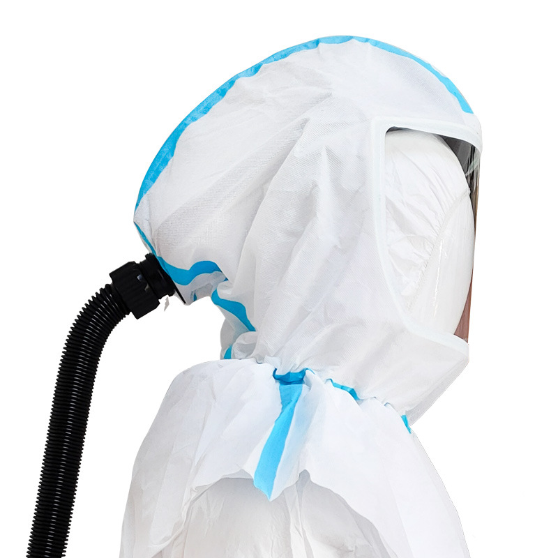 厂家供应生宝SF-1无纺布头罩披肩防甲醛防尘防雾PVC面罩批发