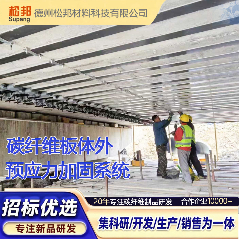 Carbon fiber plate external prestress reinforcement system for bridge construction anchor tensioning system repair and reinforcement of fiber plates