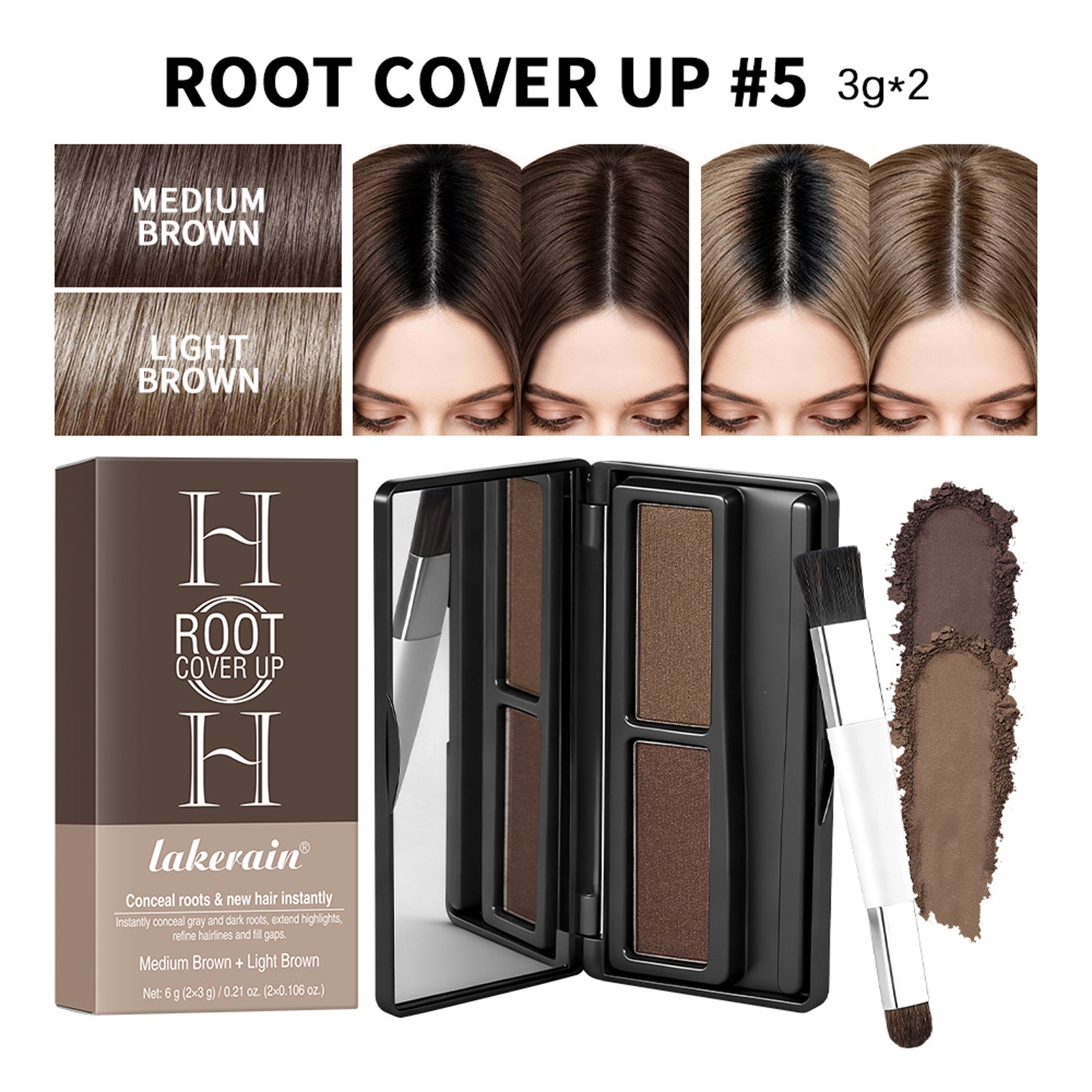 Polvo Retocador de Línea del Cabello, Complemento de Color, Denso y Esponjoso, para Raíces y Línea del Cabello