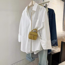 白色衬衫外套女春秋季2024新款设计感小众小个子宽松长袖衬衣上衣