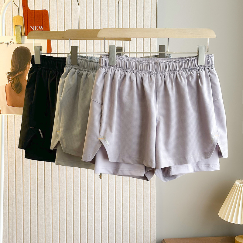 Factory Order! Two-In-One Fake Two-Piece Anti-Exposure Outdoor Quick-Drying Breathable Yoga Sports Running Shorts for Women Summer