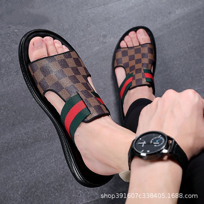 Factory Direct Shoes Clearance Off Code Special Price Slippers Sandals Soft Leather Men's Versatile Non-Slip Breathable Soft Bottom Slippers Summer