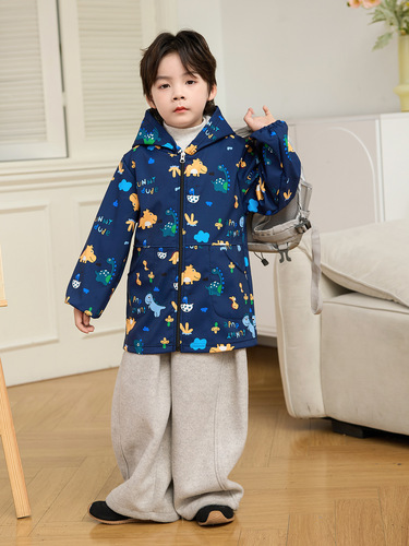 Children's Waterproof Jacket Unisex Down Jacket for Boys and Girls, Stain-Proof Protective Clothing for Babies, Eating Apron for Kindergarten, Painting Hooded Suit