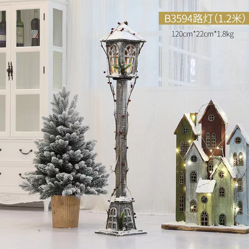 Suministros de decoración de Navidad nueva lámpara de calle luminosa de madera desmontable escena diseño decoración suministros de Navidad