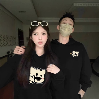 秋冬穿搭oversize加绒连帽卫衣男女上衣情侣装潮牌学生班服保暖衫
