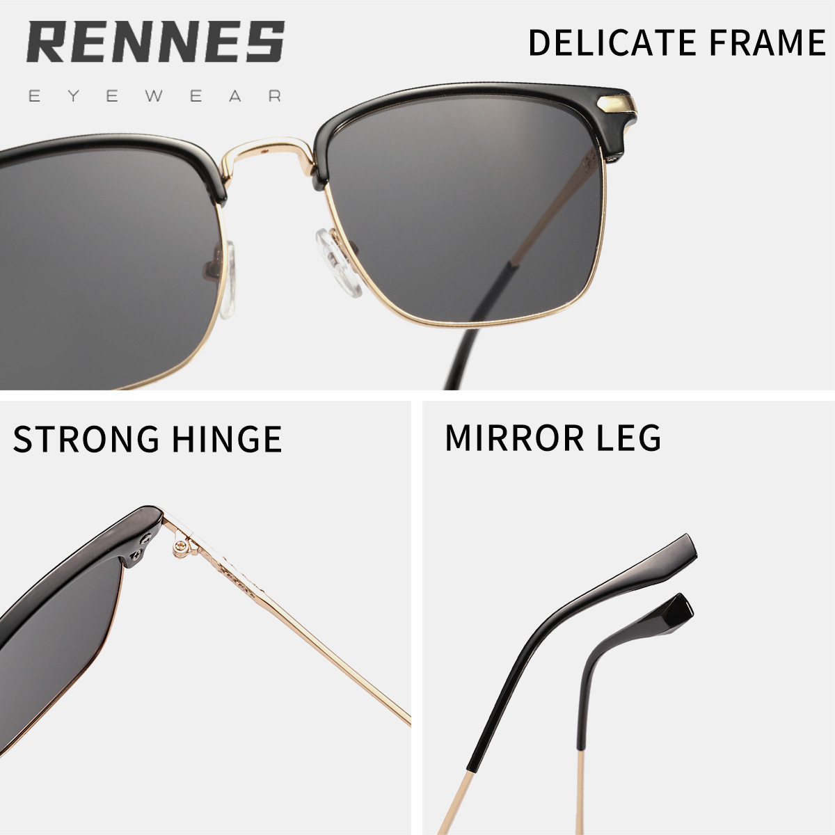 Nuevas gafas de sol de moda con marco cuadrado de cejas de metal transfronterizas para hombres gafas de sol clásicas de estilo empresarial europeas y americanas Sunglasses