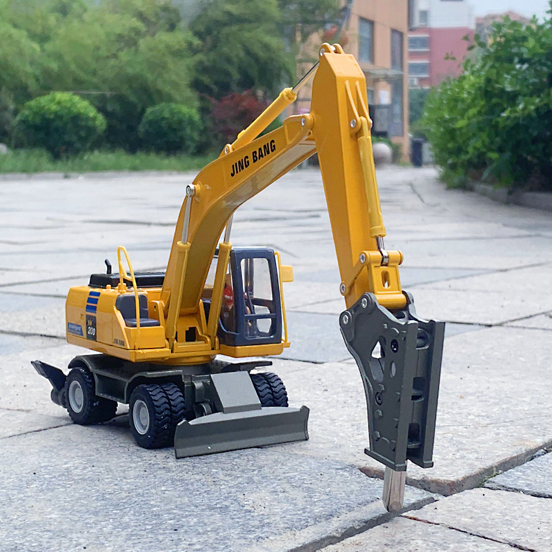 Jingbang 1/50 large alloy engineering vehicle Full alloy crusher destruction machine ground drilling machine toy box 85001