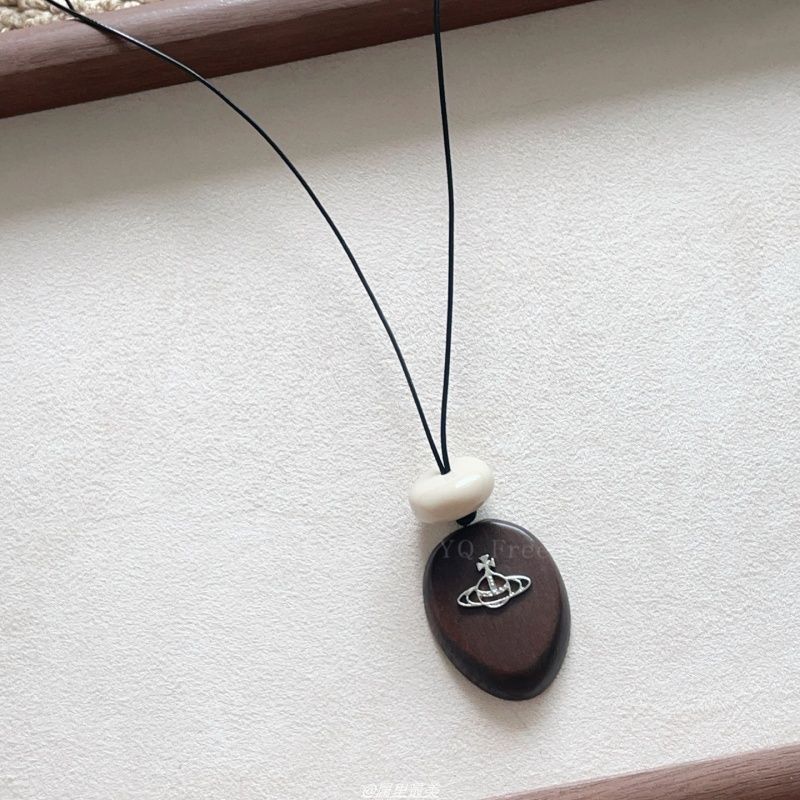 黑色土星木质吊牌项链女简约高级感小众设计毛衣链抽拉可调节配饰|undefined