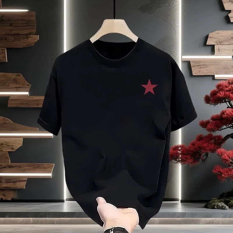 Herr t-shirt i ren bomull kinesisk stil sommar_voghion.com