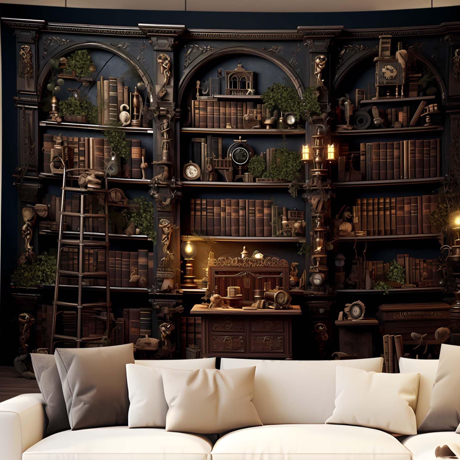 Vintage Gothic Bookshelf Tapestry Dark Wind Tapestry Living Room Wall Background Decoration Bedroom Guest Room Home Tapestry