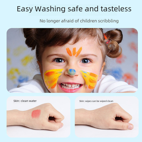 Kittykale Children's Silk Smooth Wax crayons that don't dirty hands, water-soluble colorful sticks, 24 colors, safe and washable, doodle