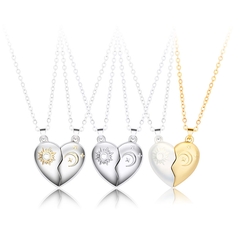 2 Pieces Set Quantity Simple Style Sun Star Heart Shape Alloy Cable Chain Pendant Necklaces Wholesale