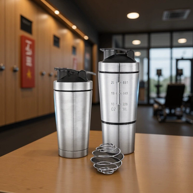 304 нержавеющая сталь однослойная двухсекковая встряхивая чашка удобно для хранения на открытом воздухе протеиновый порошок смешивания чашка спортивная бутылка с холодной водой