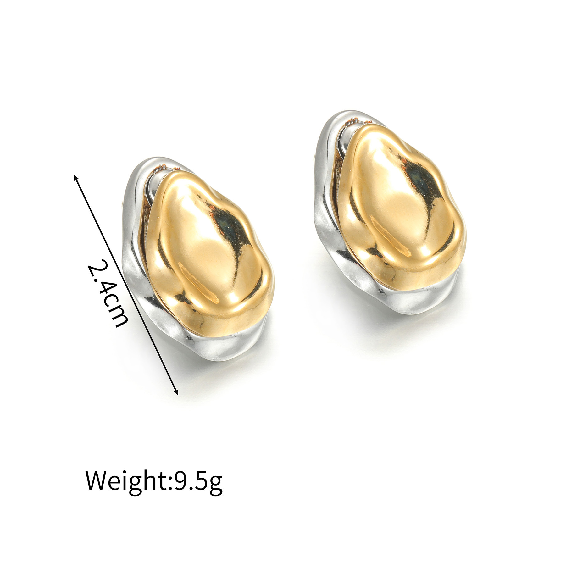15g Weight 1 Pair Retro Commute Geometric Heart Shape Flower Plating 304 Stainless Steel Ear Studs