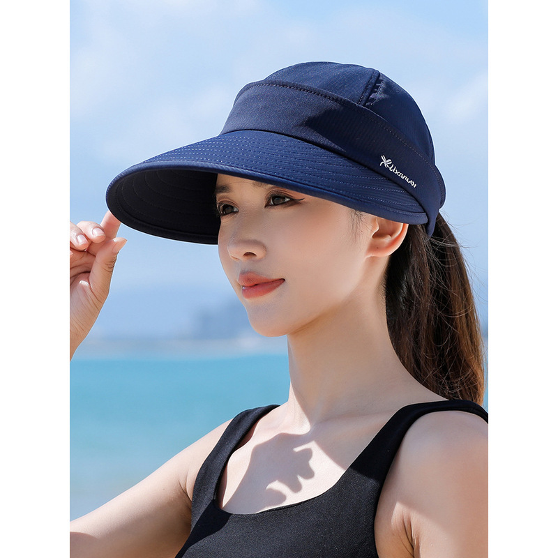 Sun Hat Women's Korean-style Summer Sunscreen Sports Big Rim Sunshade Hat Empty Top Sunscreen Duck Tongue Slimming for Cycling