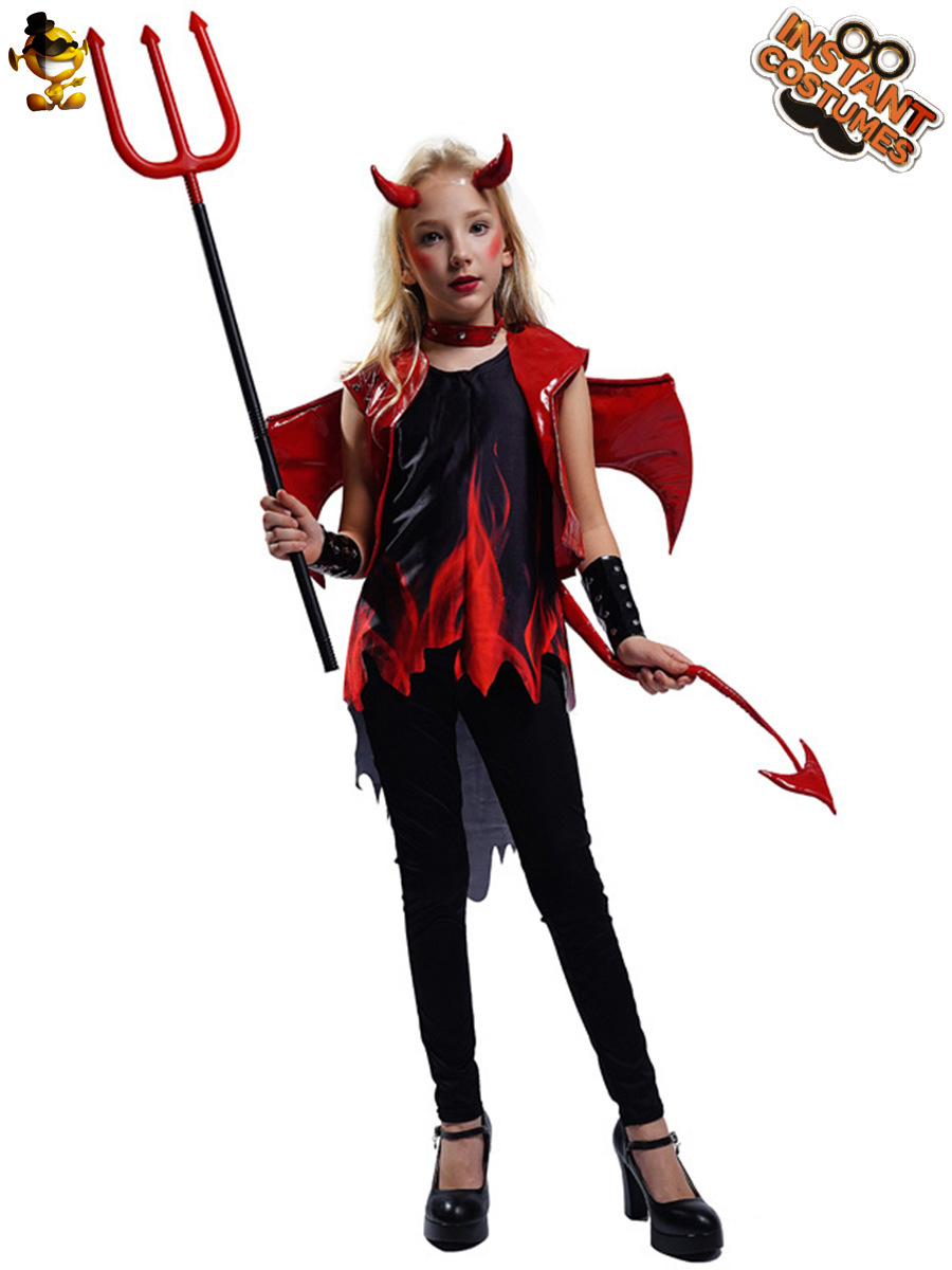 La muerte de las mujeres de Halloween traje del partido del diablo rojo traje del funcionamiento de la etapa del juego del papel de las muchachas del diablo rojo