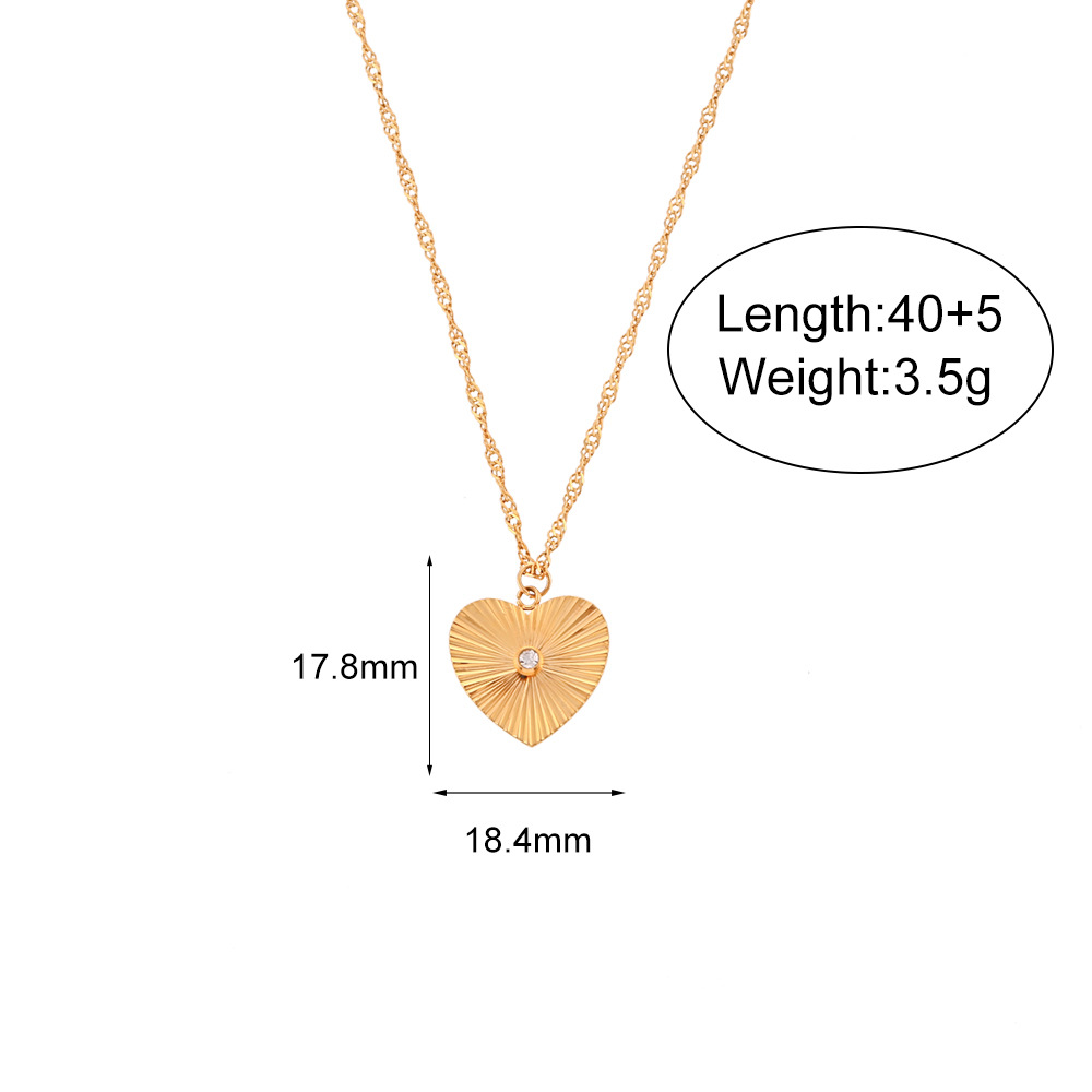 Fashion Geometric Heart Shape Stainless Steel Plating Zircon Pendant Necklace 1 Piece