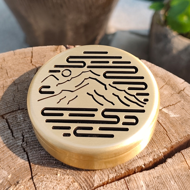 仿古色山形手炉 黄铜扁圆炉 手炉 观烟炉 把玩炉 （现货）