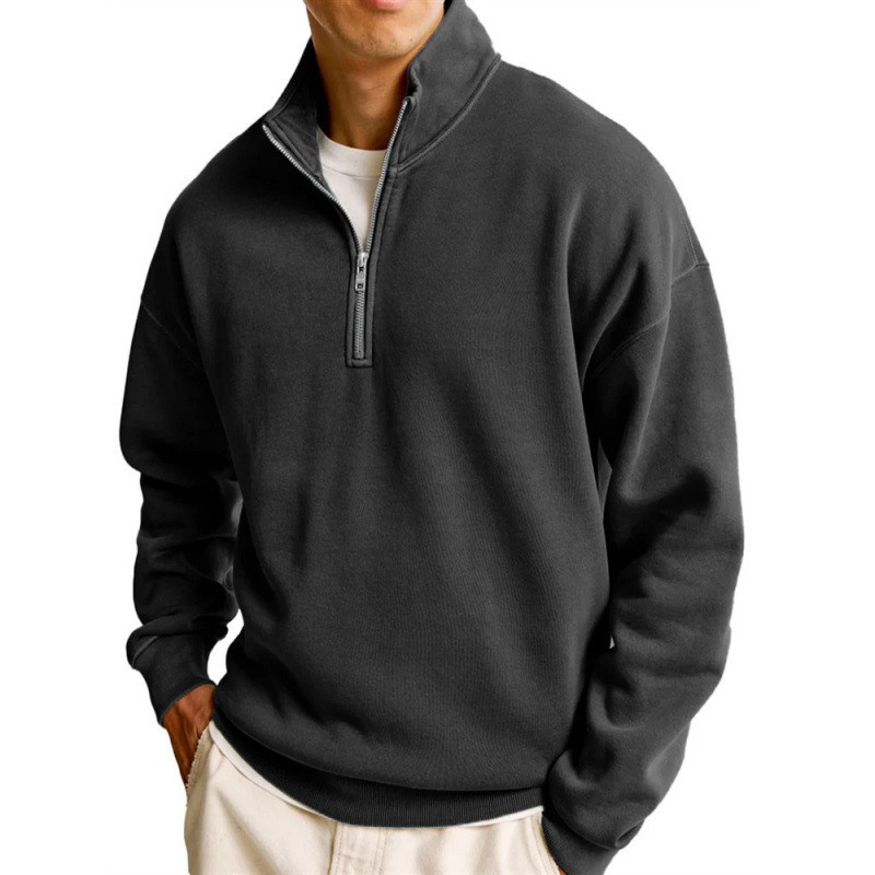 2025 New Cross-Border Amazon Men's Versatile Sweatshirt, Fashionable Casual Half-Zip Stand Collar Long-Sleeve Sweatshirt for Men