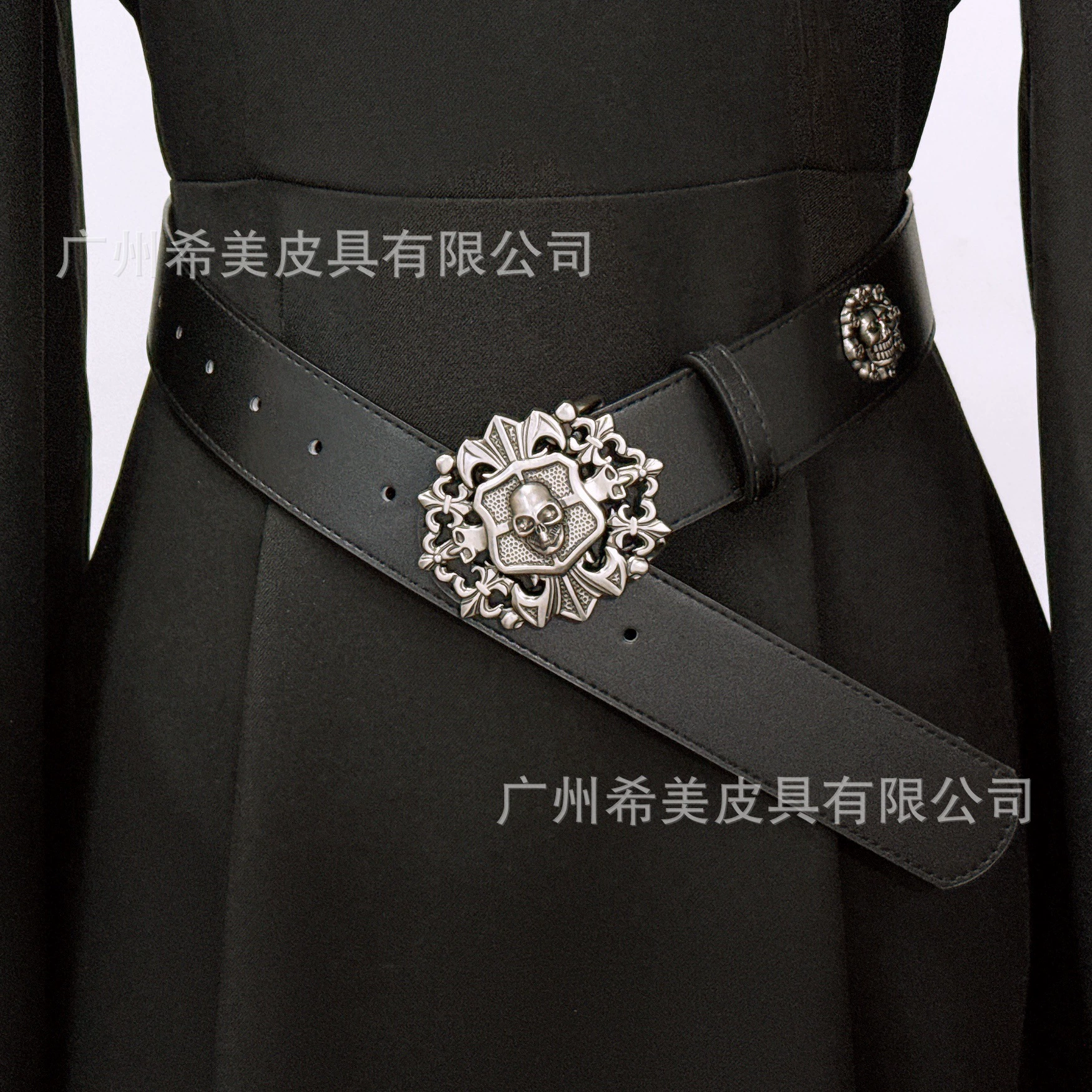 Retro belt, black universal accessory, punk style